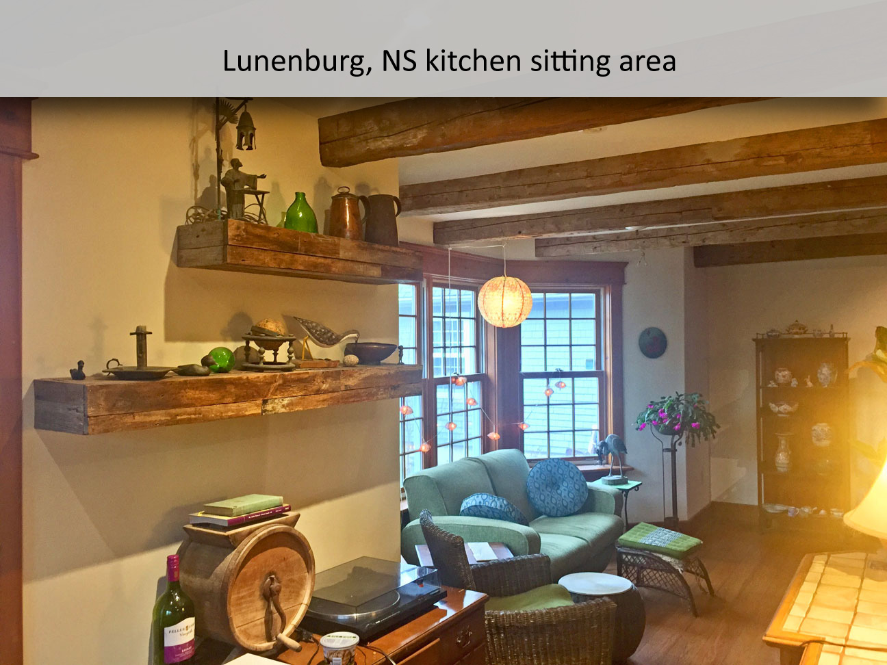 reclaimed wood beams and shelves