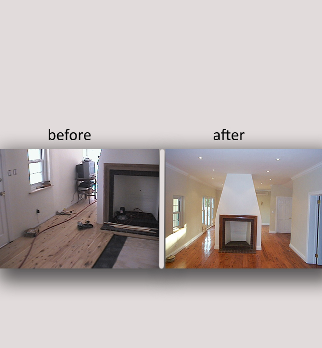 Seaside Cottage Before & After: Full wall and trim repair followed by painting and stain work throughout