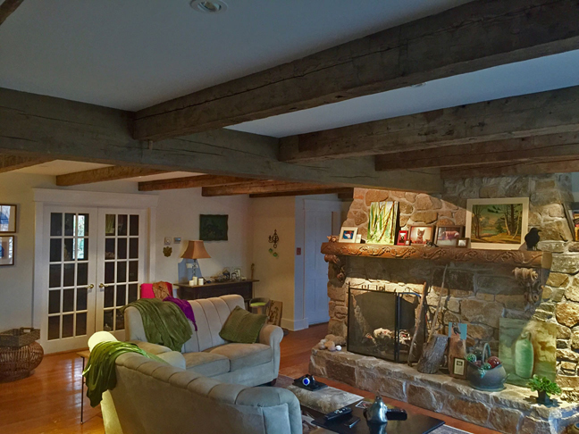 stone fireplace mahone bay ns (interior painting by 4Windsstudio.com)