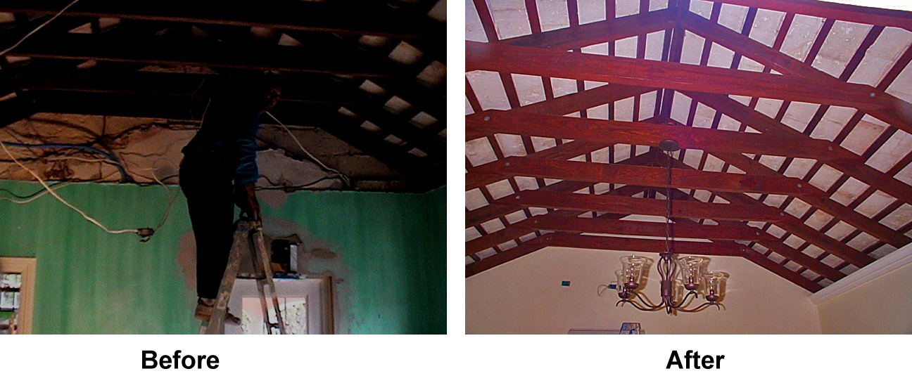 tinted varnish on rafters